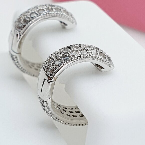 925 Sterling Silver Cubic Zirconia Earrings, U19254644 - Picture 1 of 8